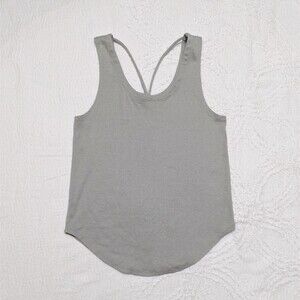 Chaser Women's Size Large Gray Racerback Round Hem Basic Tank Top